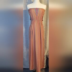 THML Tan And Orange Maxi Dress